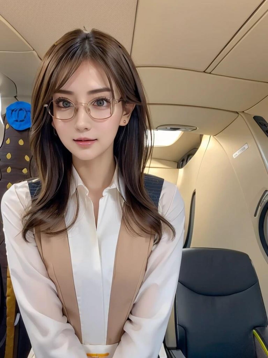 飛行機で出会った美女