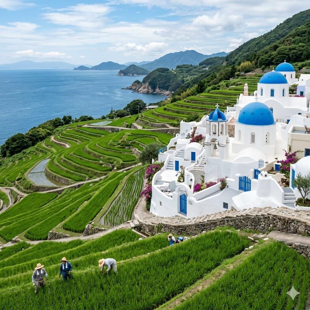 サントリーニ島風の段々畑
