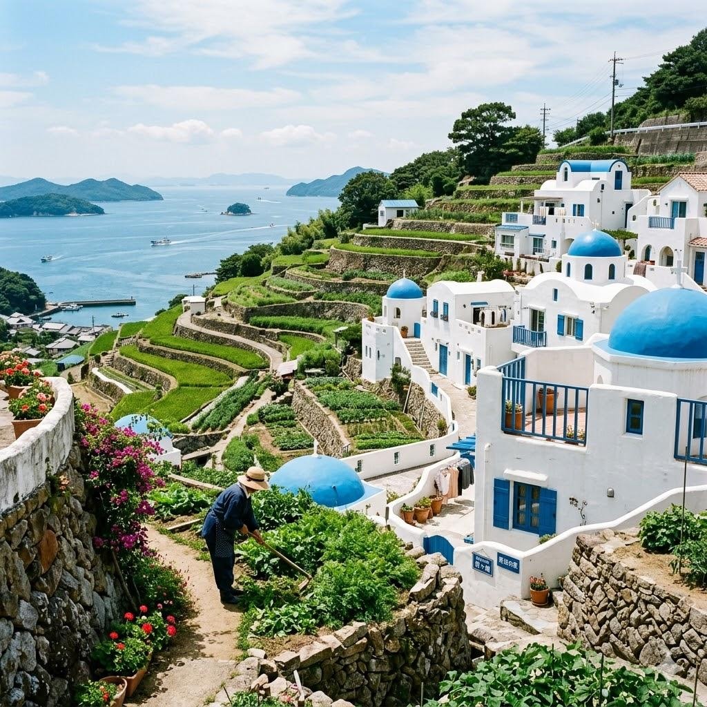 サントリーニ島風の段々畑