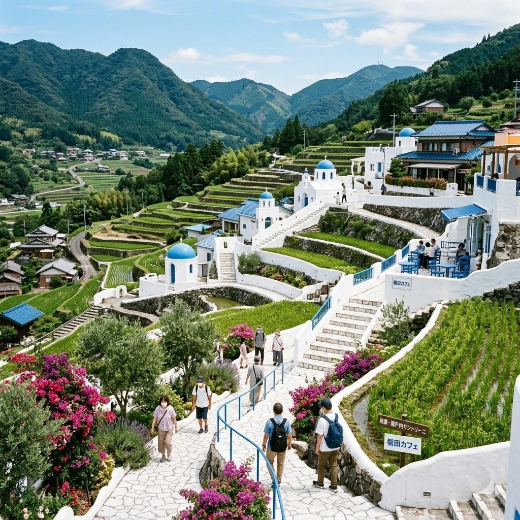 サントリーニ島風の段々畑