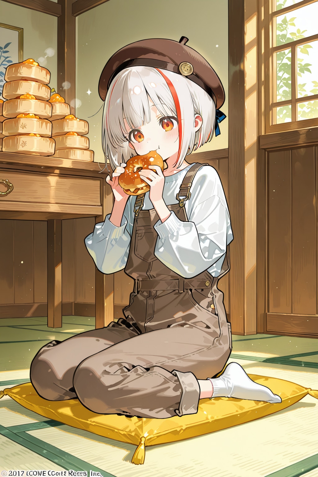 温泉街の名物をもぐもぐ食べる白遊ちむちゃん