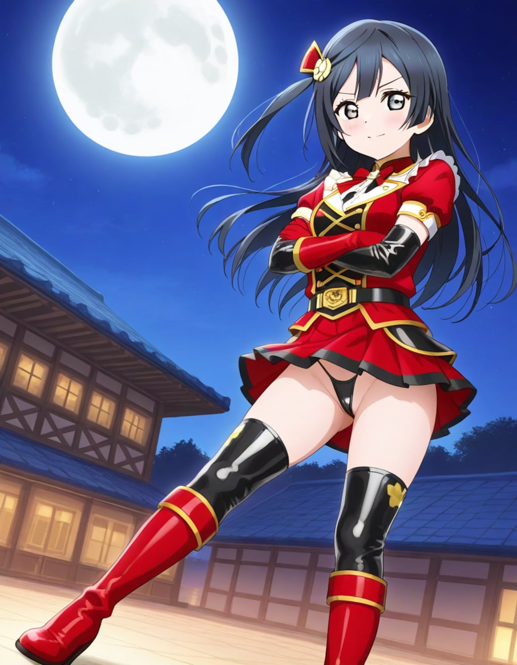 戦隊衣装のせっつーと満月