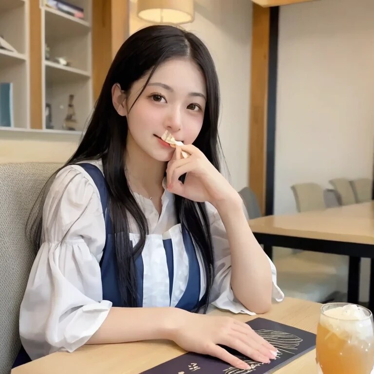 黒髪ロングで漫画喫茶の美女４６ | の人気AIイラスト・グラビア