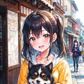 下町少女と柴犬 2枚目