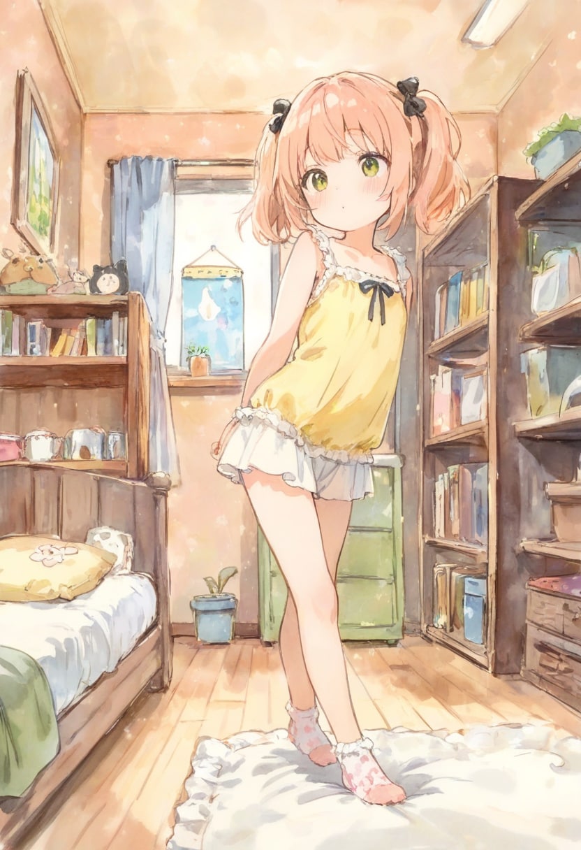 少女の部屋(水彩タッチ)(72) | の人気AIイラスト・グラビア