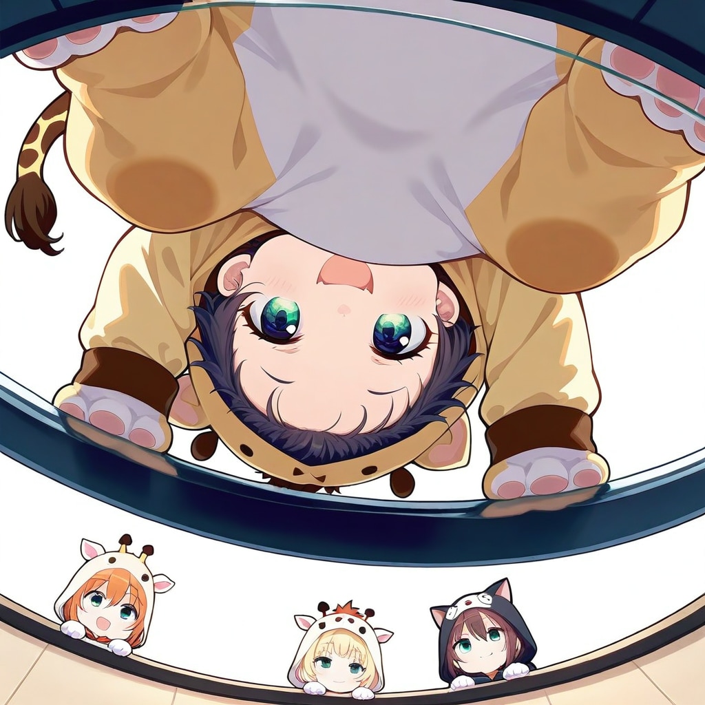 ガラステーブルに座る着ぐるみちび子ちゃん | の人気AIイラスト・グラビア