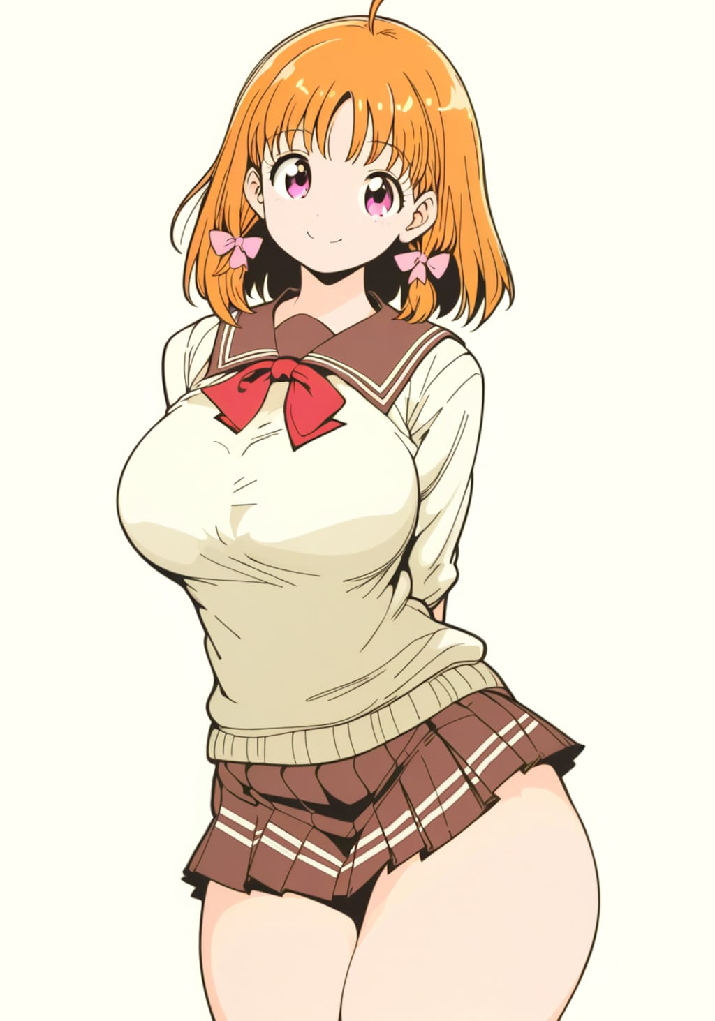 茶色のセーラー服を着た女の子