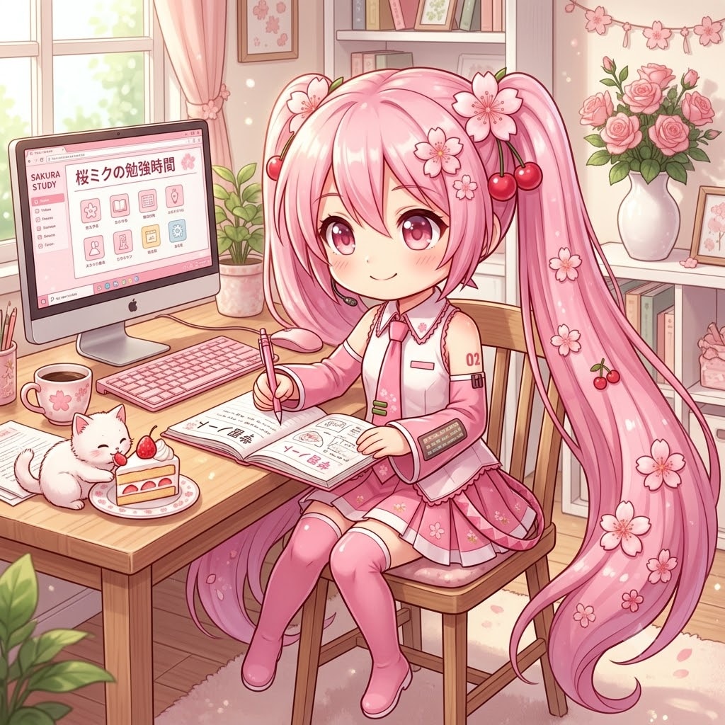 ちび桜ミク（リアルなイラスト）