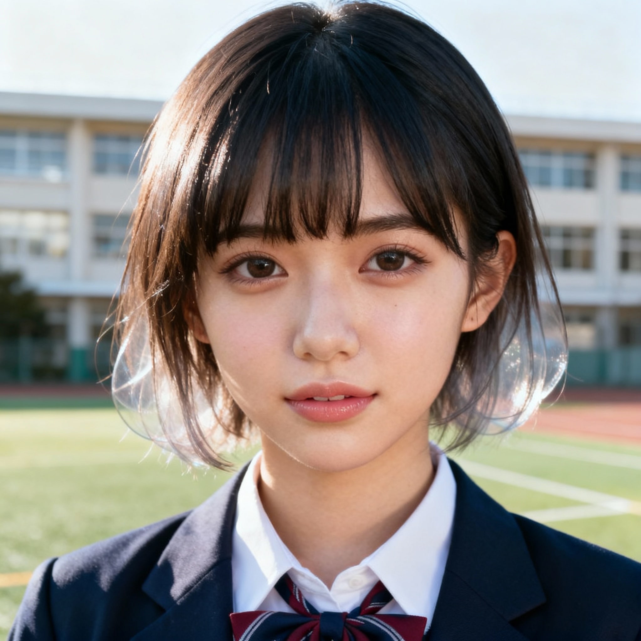 シースルーマッシュと言う髪型をした日本の高校の制服を着ている美人の写真 | の人気AIイラスト・グラビア