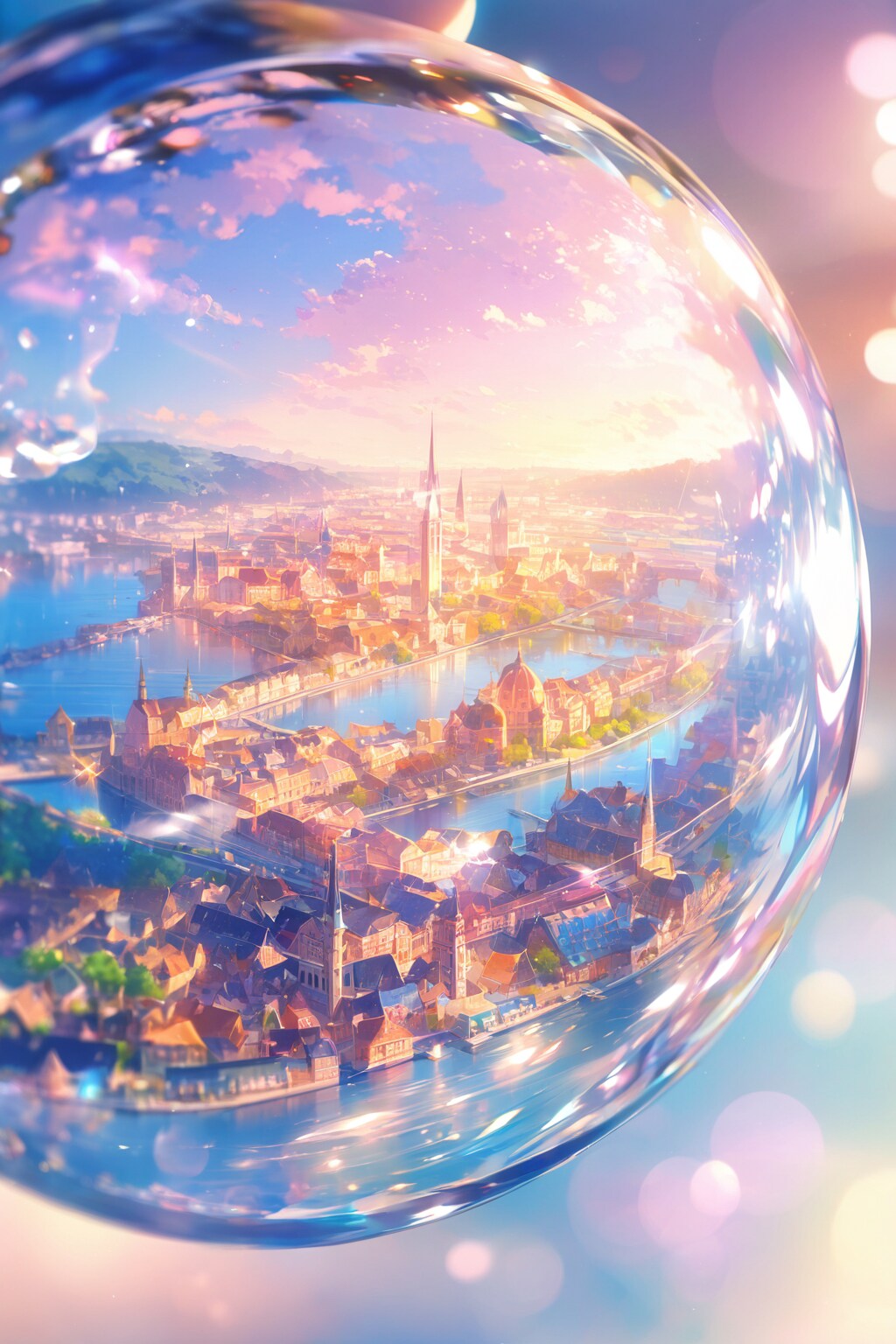 ガラス玉に映る都