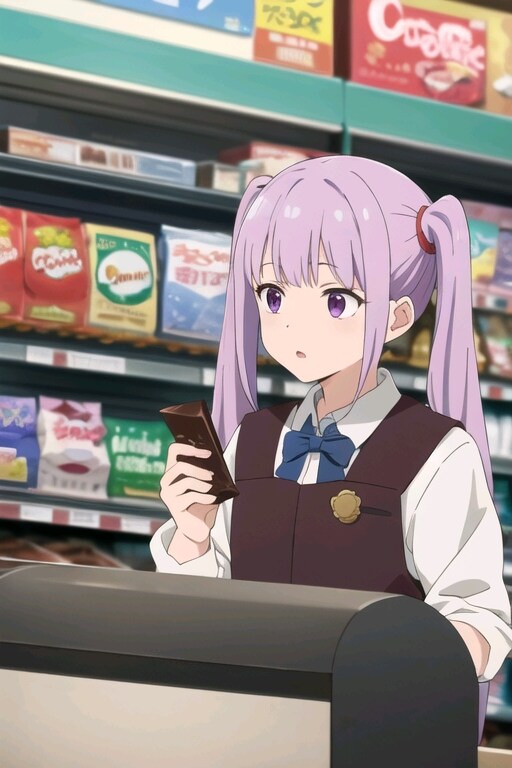 バイトでチョコレートを食べようとする