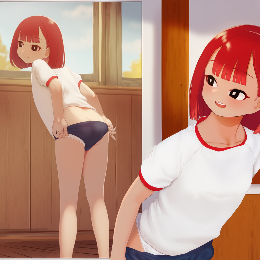はみパンブルマ少女と半ズボン少年