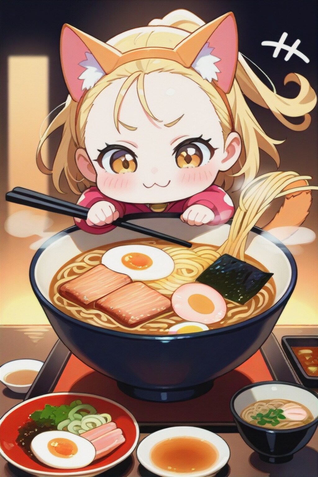 ラーメンと金髪ちゃん