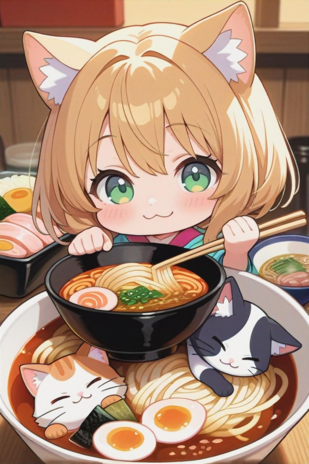 ラーメンと金髪ちゃん