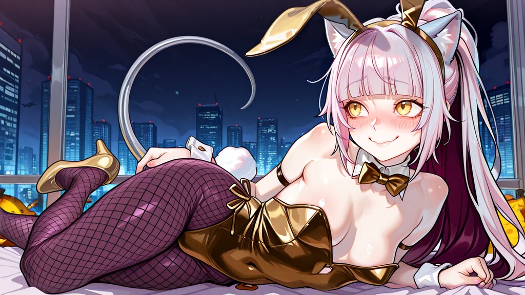 バニー衣装と笑顔の練習