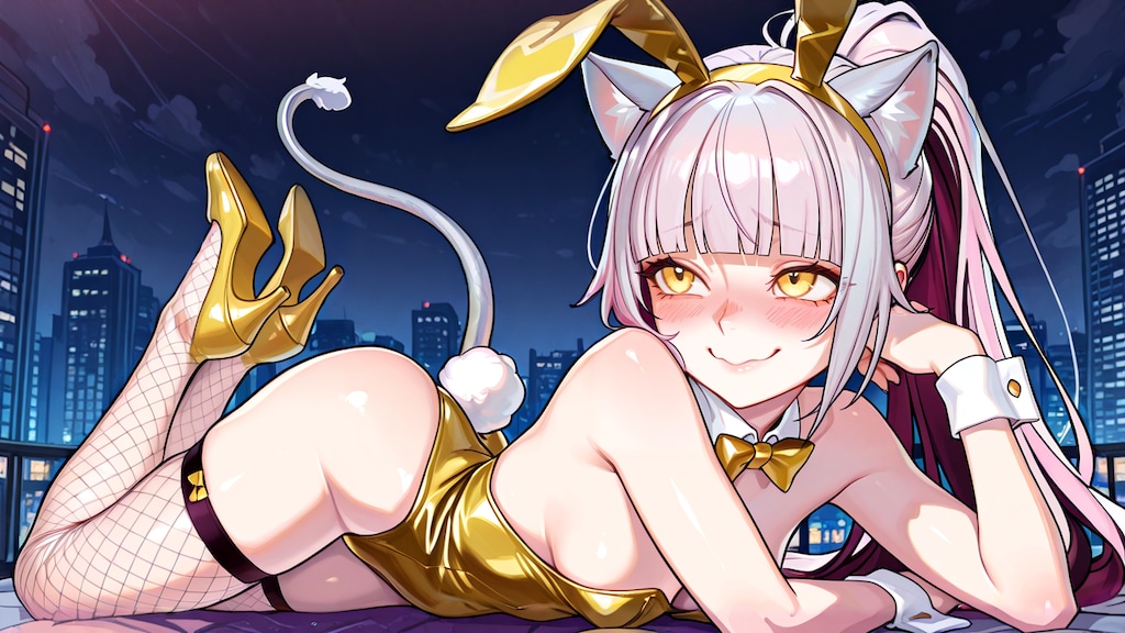 バニー衣装と笑顔の練習