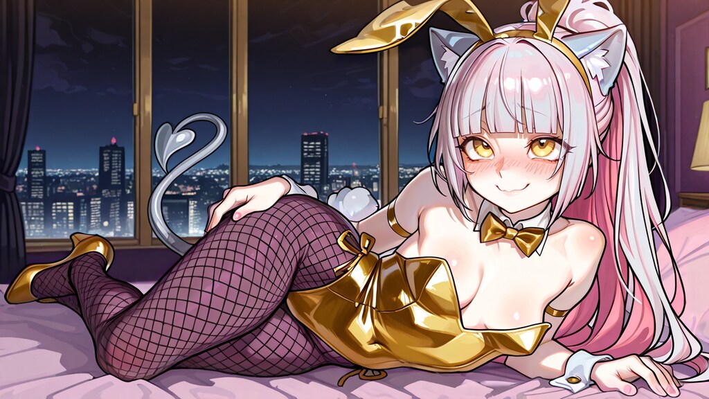 バニー衣装と笑顔の練習