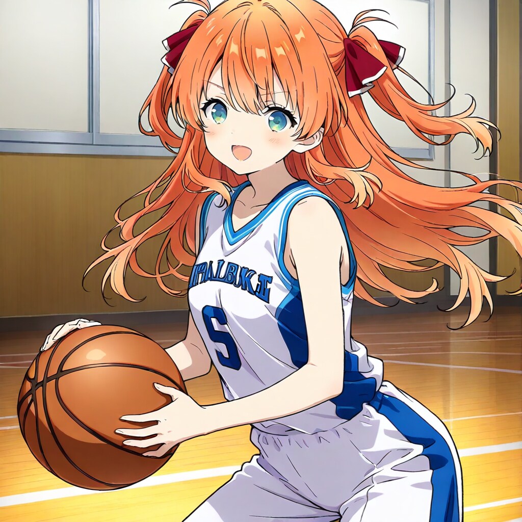 バスケットボールをするゆりか