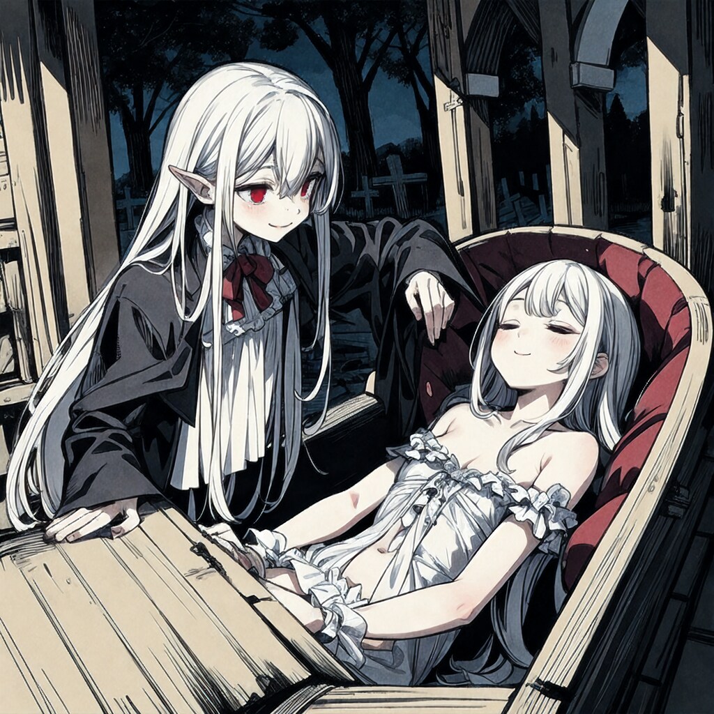 「夜だぞ、起きろ～」「う～、もう十分だけ・・・」