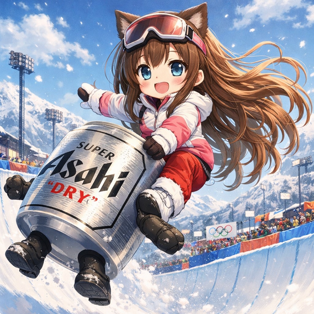 ハーフパイプを滑る小さな女の子