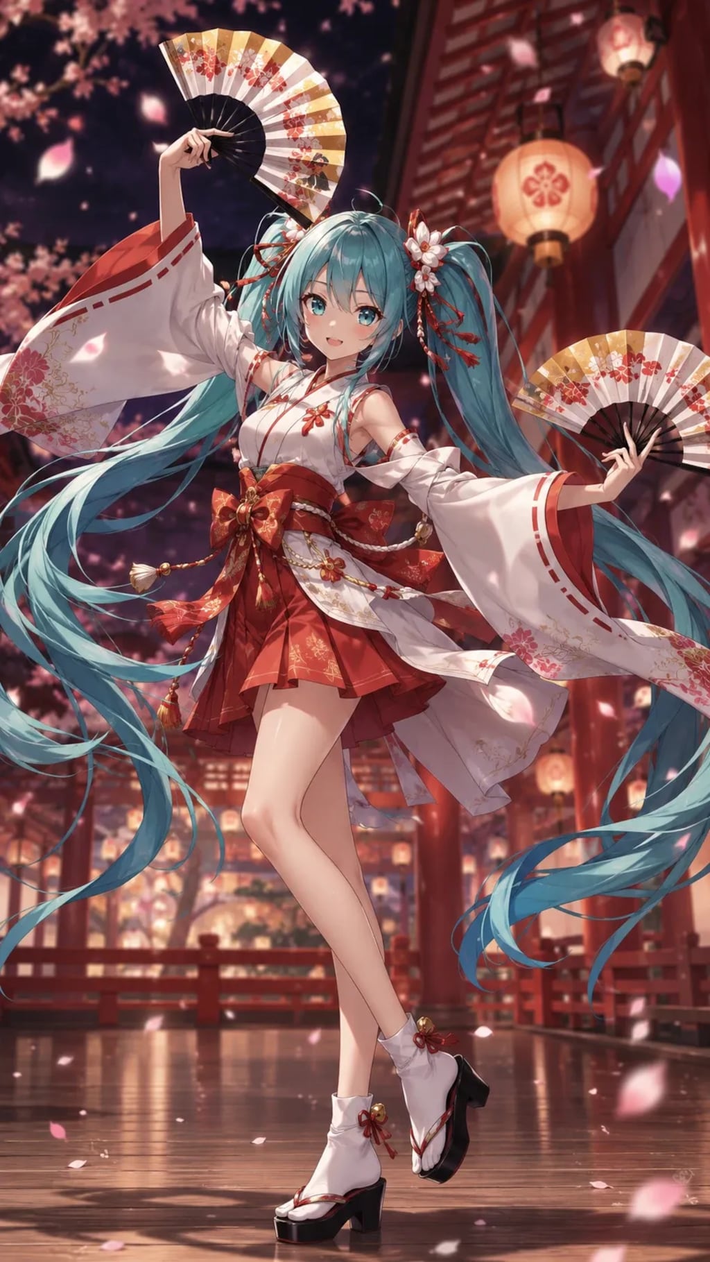 舞い踊る初音ミク（白ニーソver＆白足袋ver）