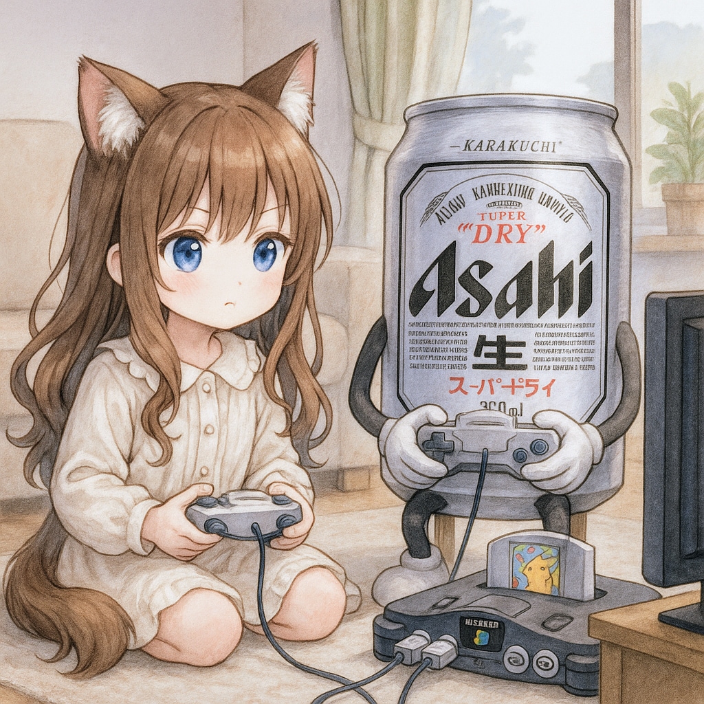 NINTENDO 64で遊ぶ小さな女の子