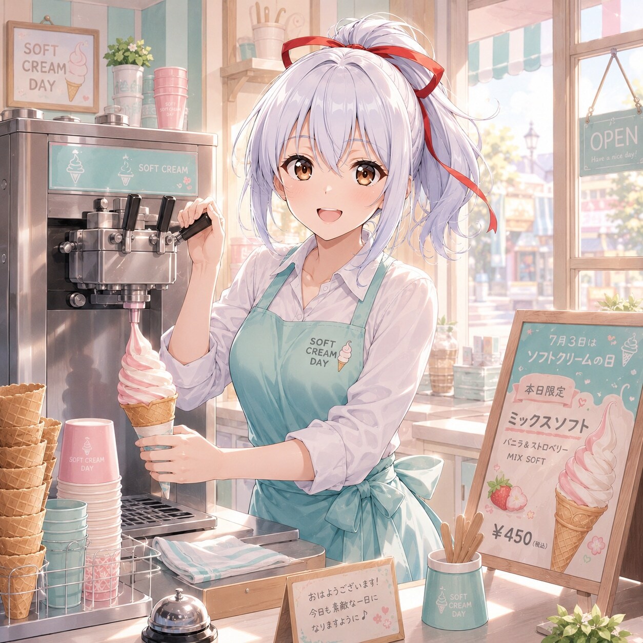エル「いらっしゃーませぇ！ソフトクリームはいかがですかぁ？」