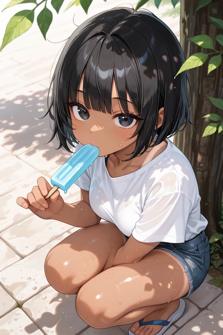 木陰でアイス