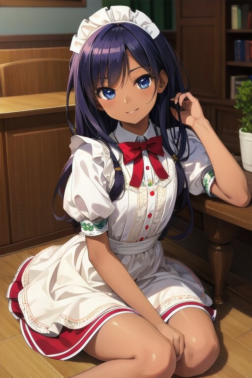 紫髪の褐色メイド