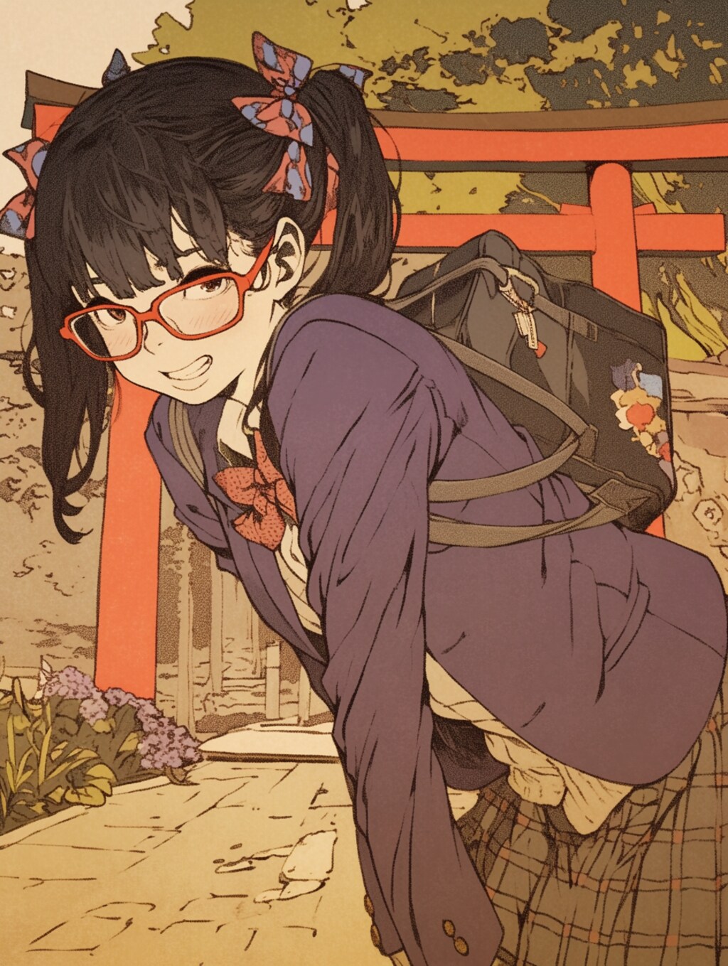 眼鏡黒髪ツインテールちゃん