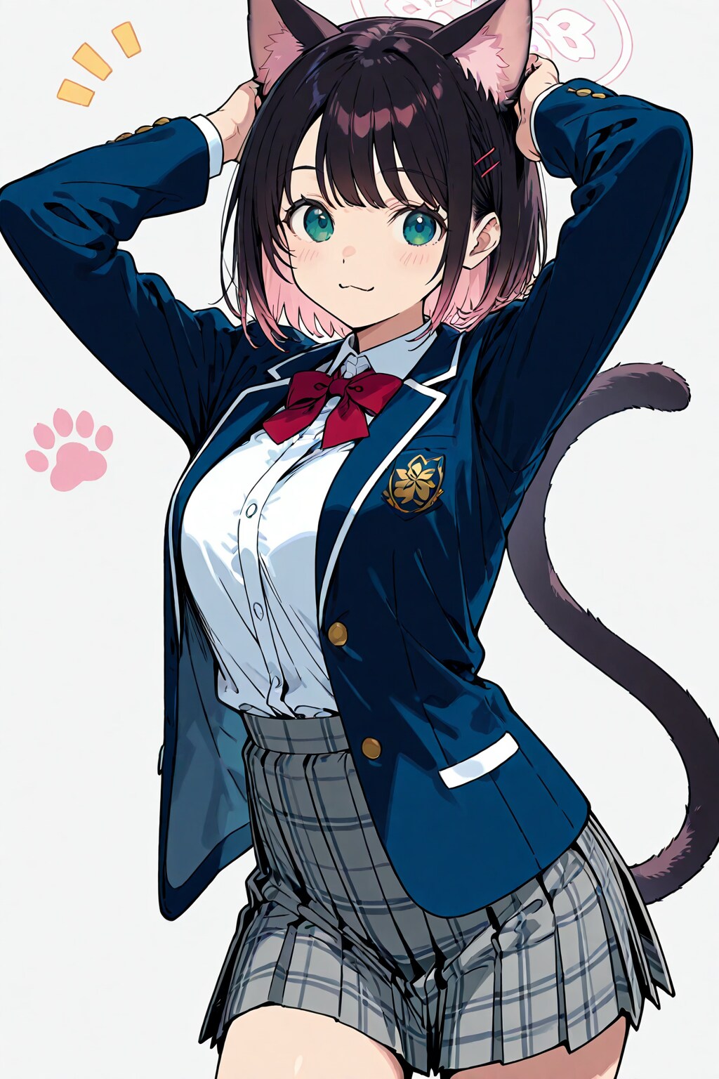 桜色のブレザーを着た猫娘