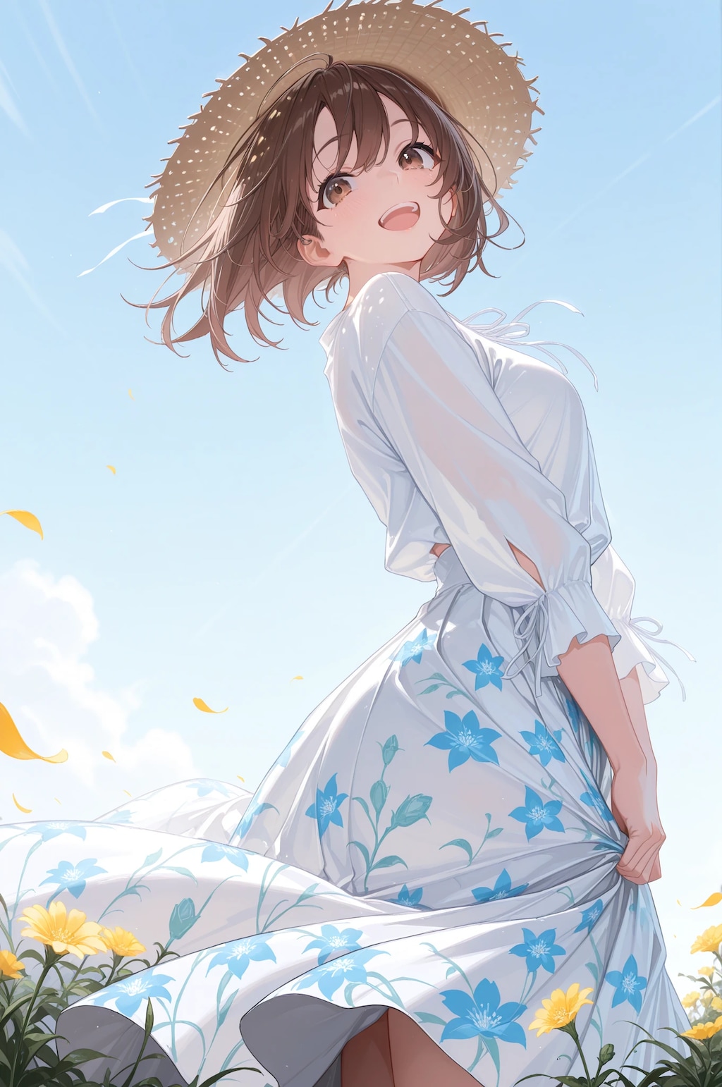 風になびくスカート