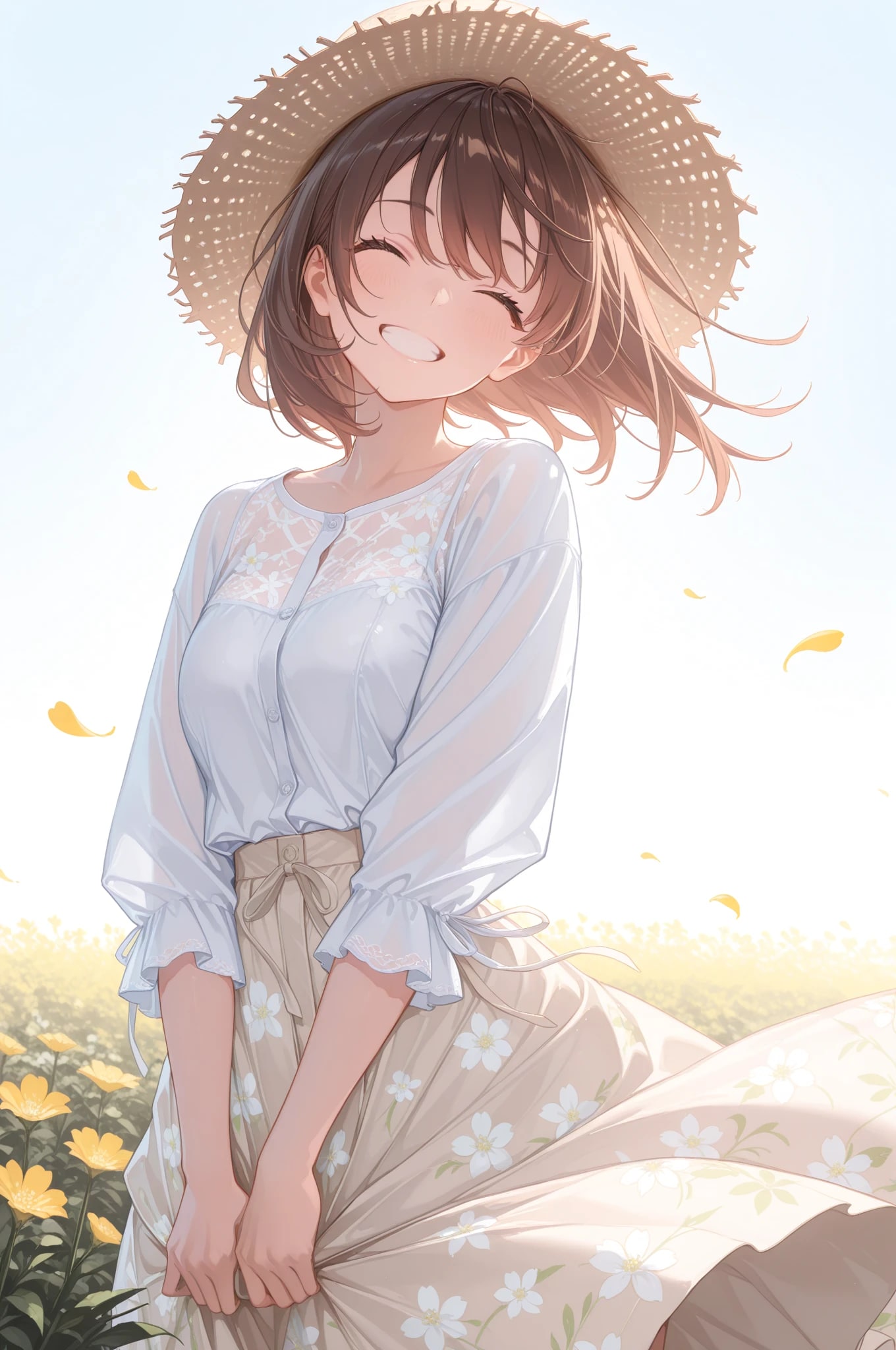 風になびくスカート