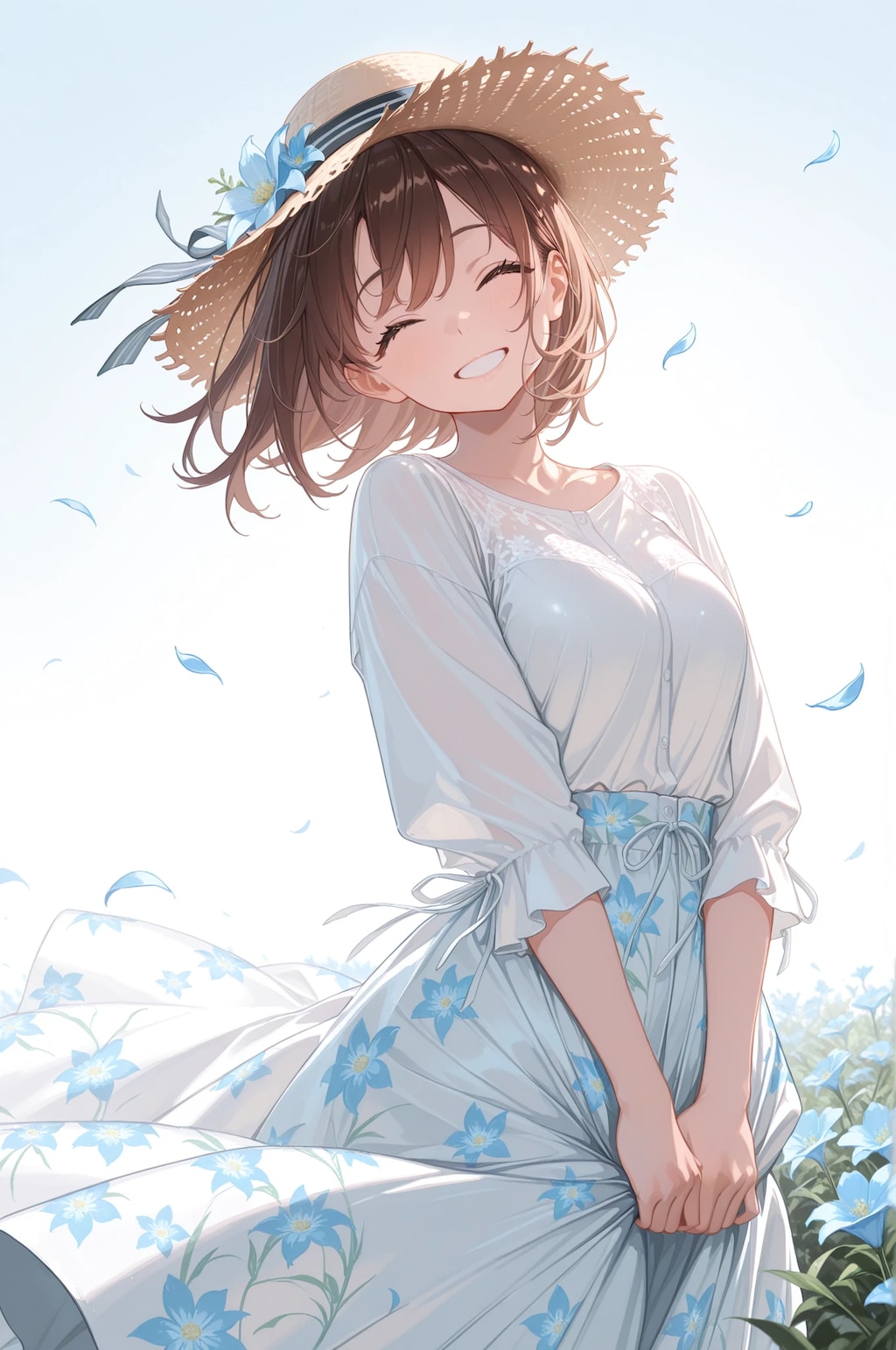 風になびくスカート