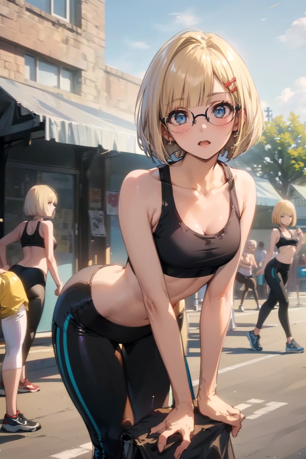 スポーツウェアの眼鏡っ娘