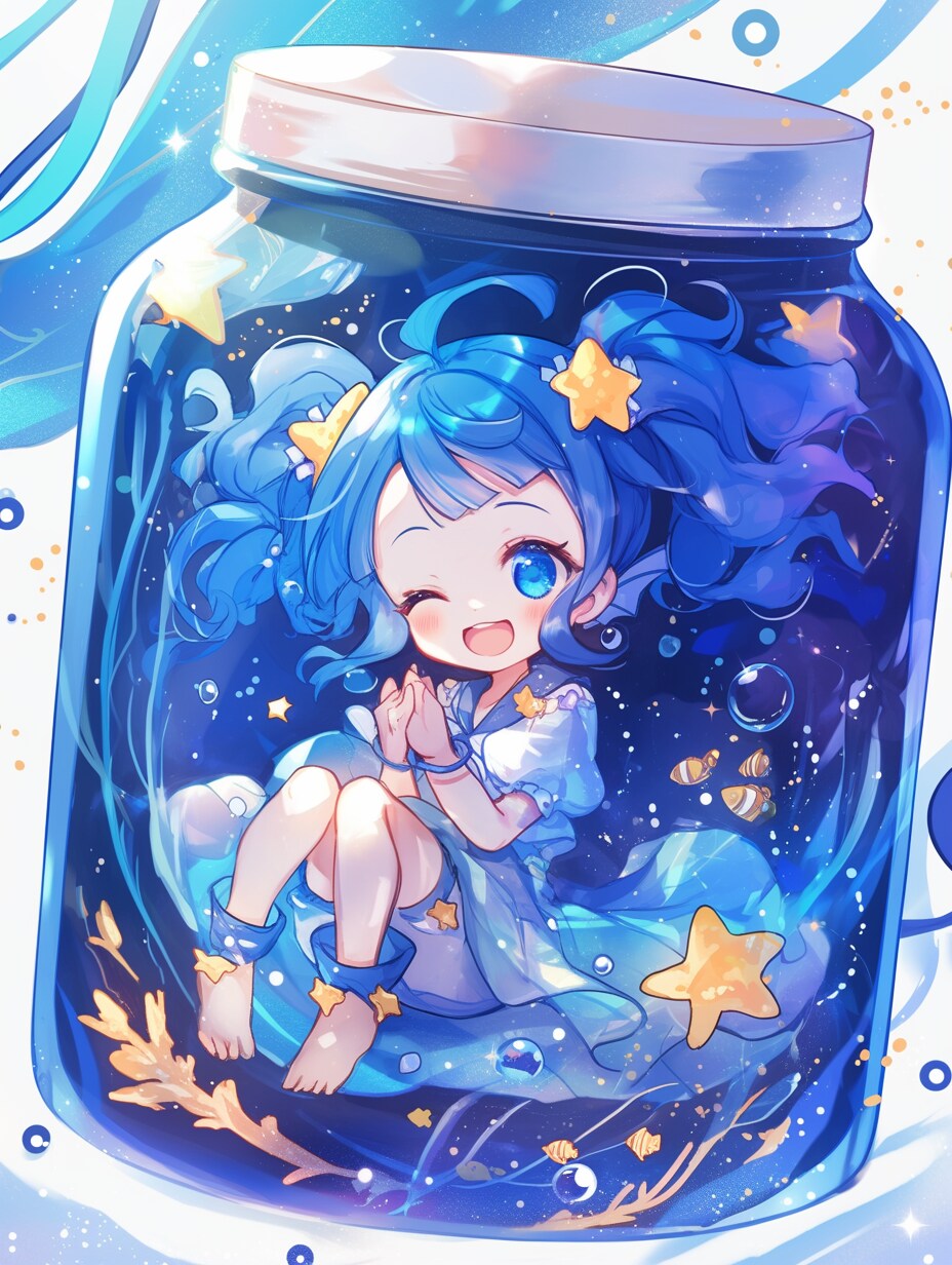 「瓶詰の少女」蒼70 | の人気AIイラスト・グラビア