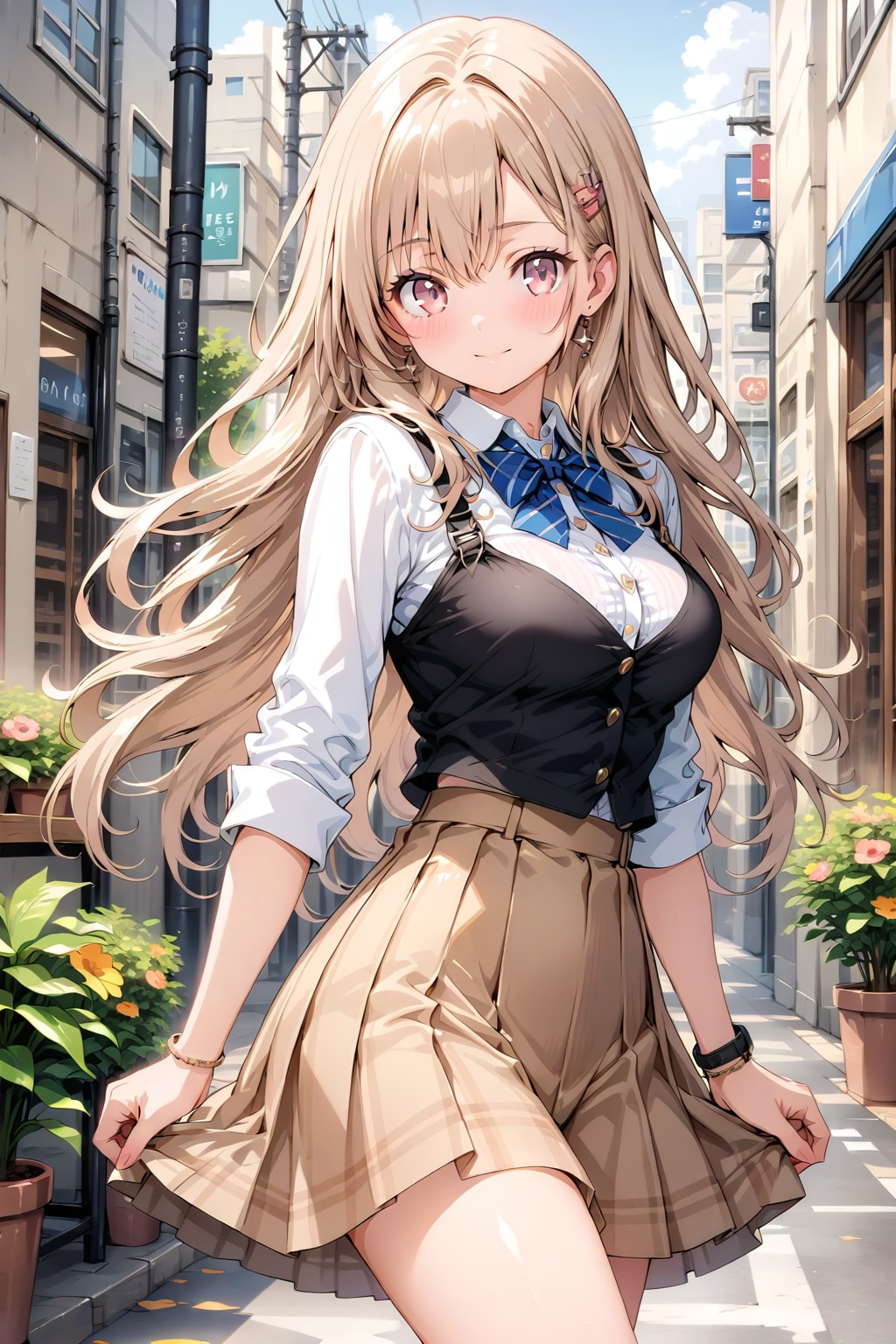 おしゃれ服　茶髪美少女