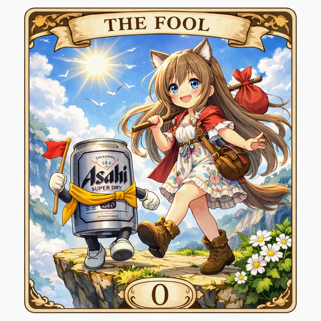 愚者のカードの小さな女の子