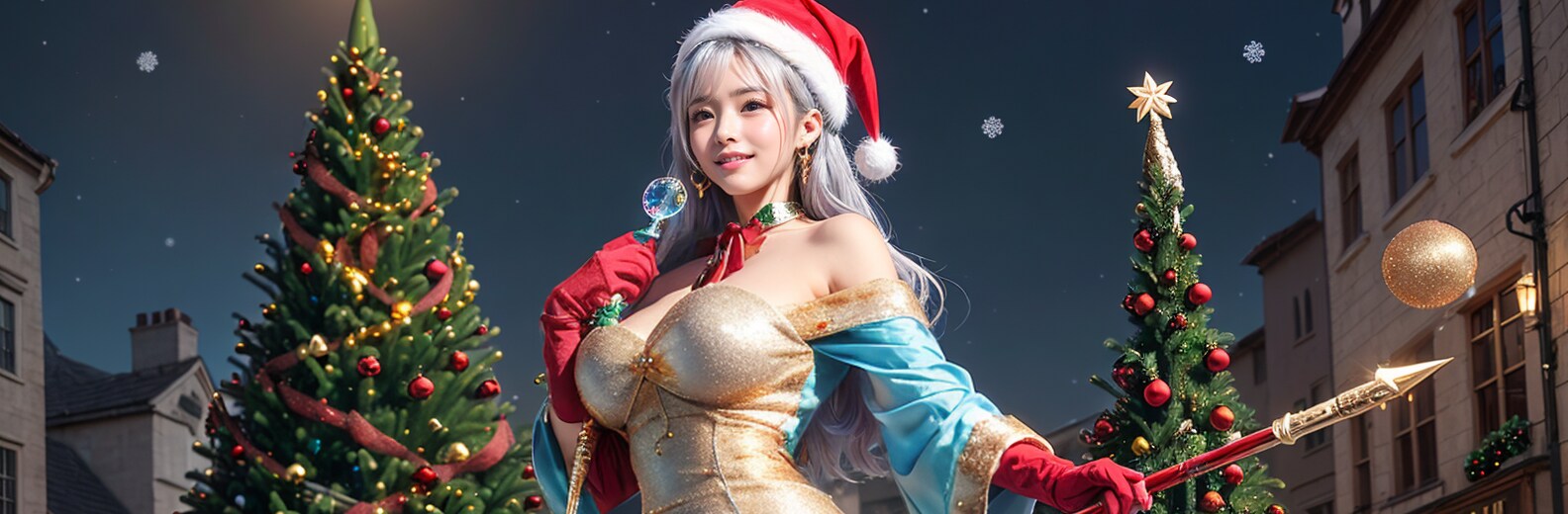 サンタが街を魔法でクリスマスに