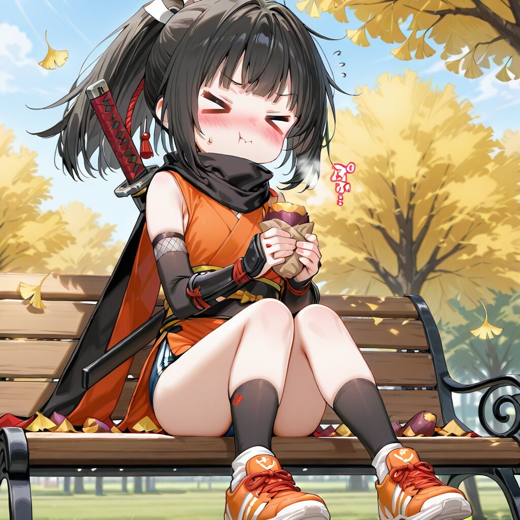 焼き芋を頬張る忍ルマ