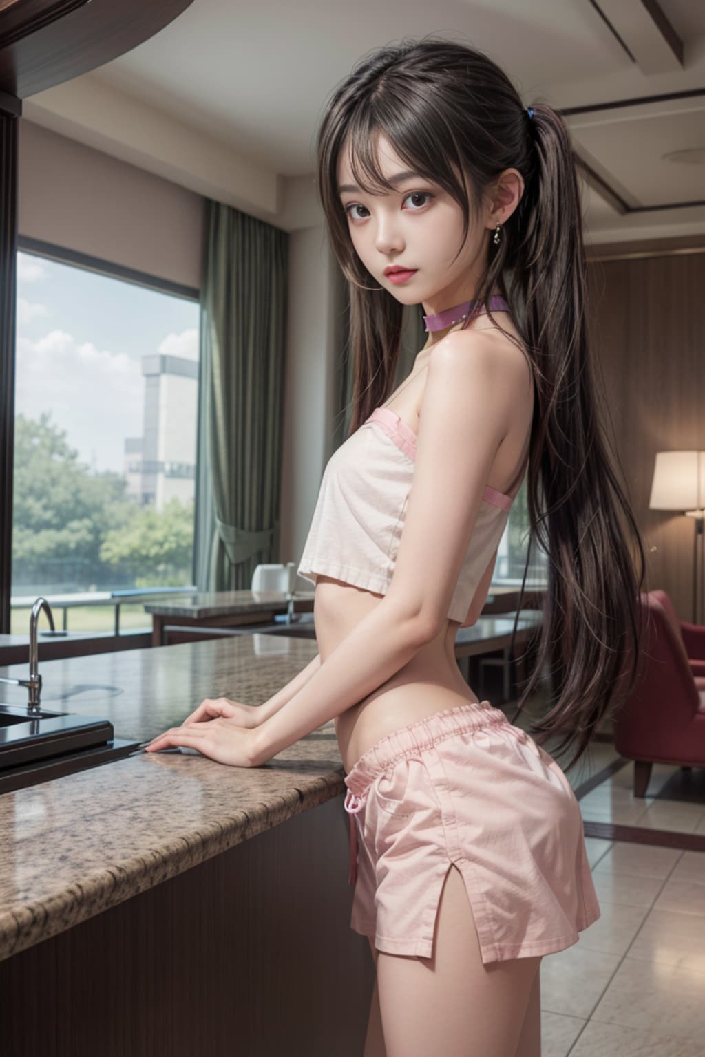 ホテルのロビーで3