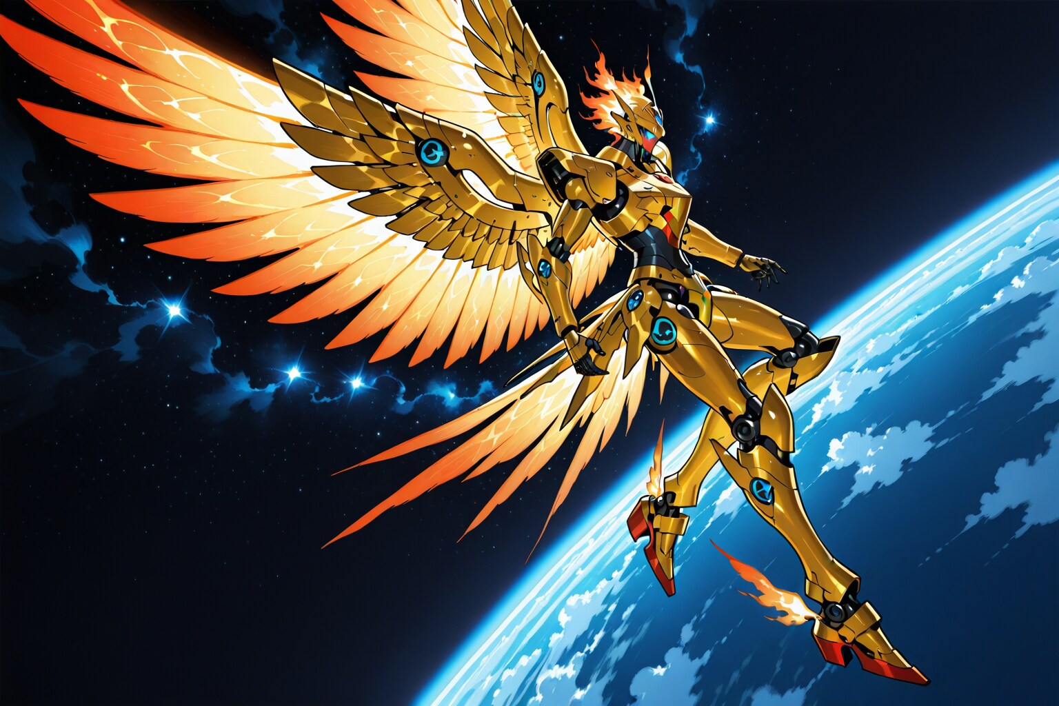 フェニックスがモチーフの巨大ロボ。 | の人気AIイラスト・グラビア