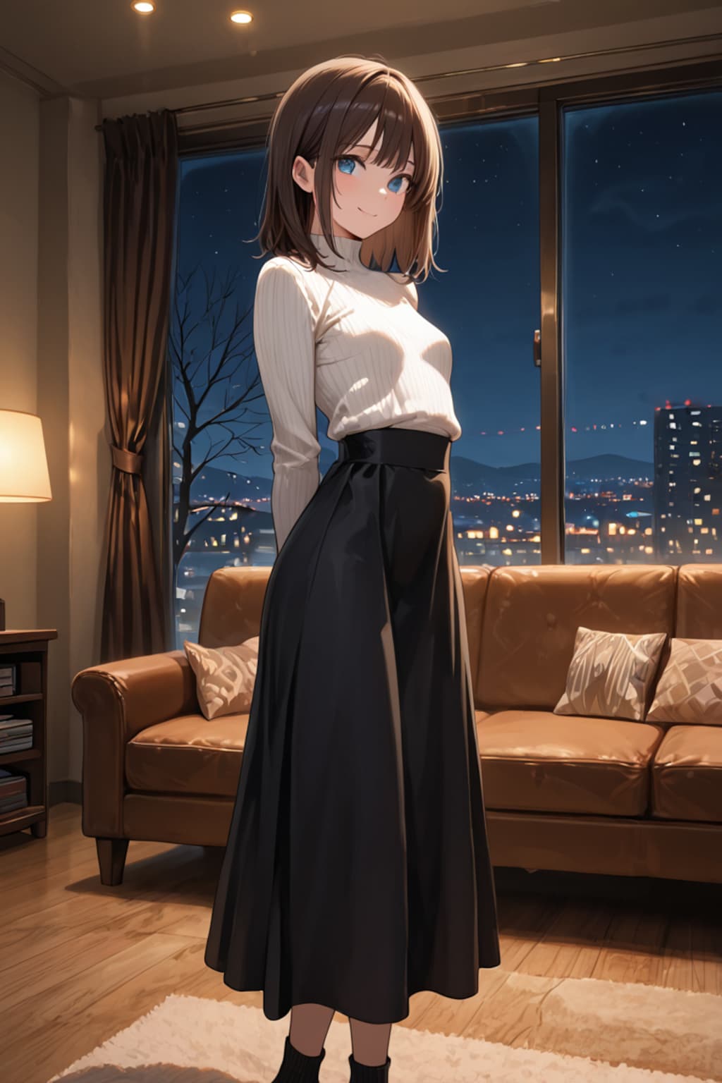 セーターとロングスカート