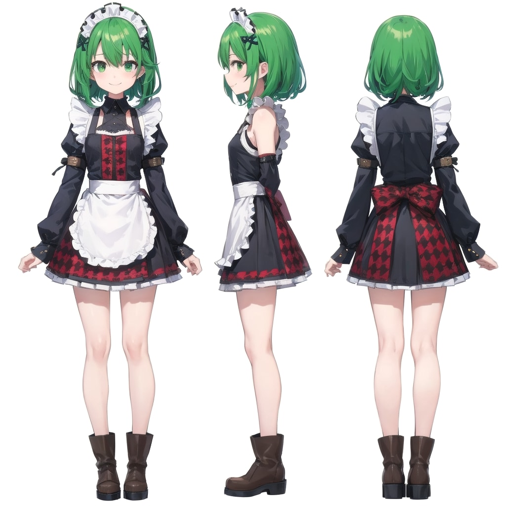 緑髪メイドカフェ店員設定 | の人気AIイラスト・グラビア