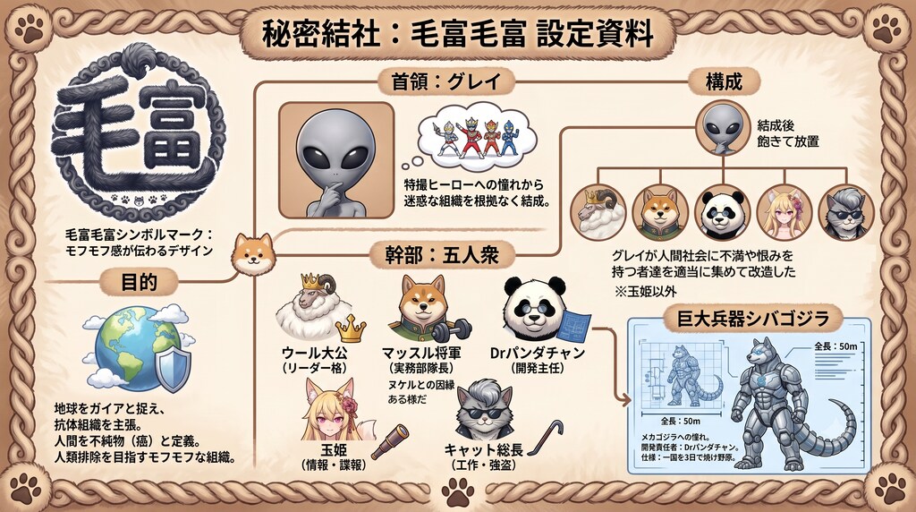 ３周年：３巻_設定資料-秘密結社毛富毛富と五人衆