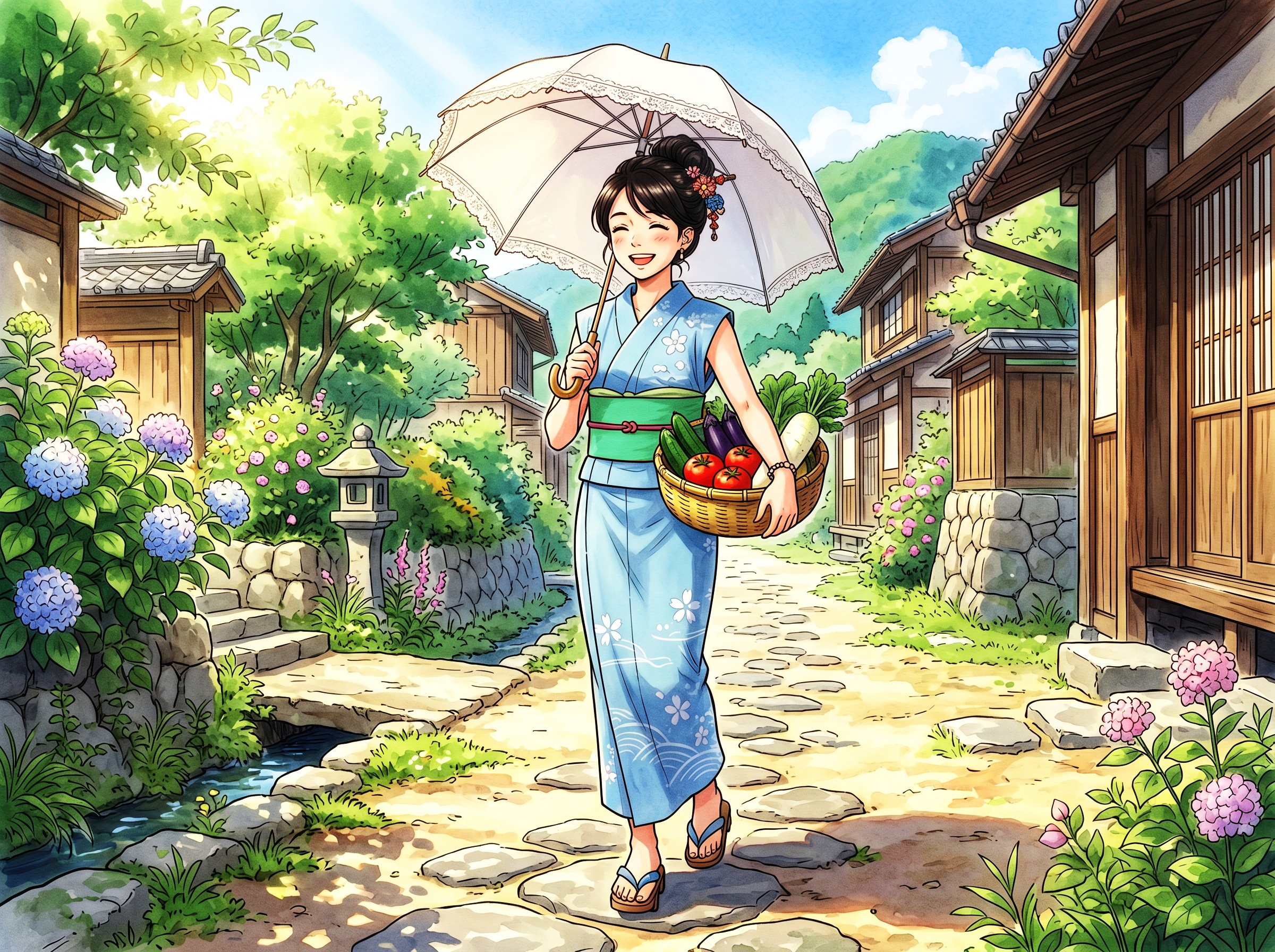 主婦・和夢さん40歳の夏着 | の人気AIイラスト・グラビア