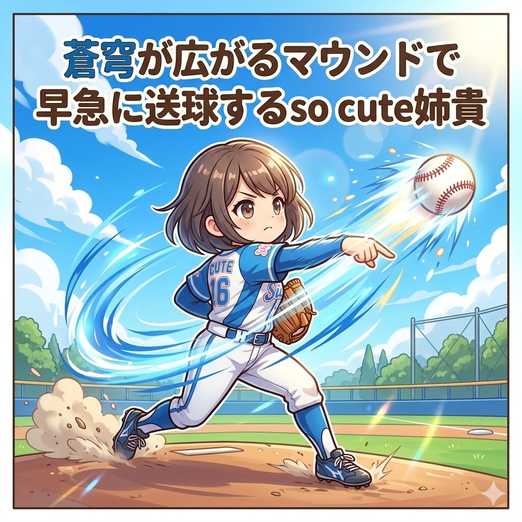 蒼穹が広がるマウンドで早急に送球するso cute姉貴