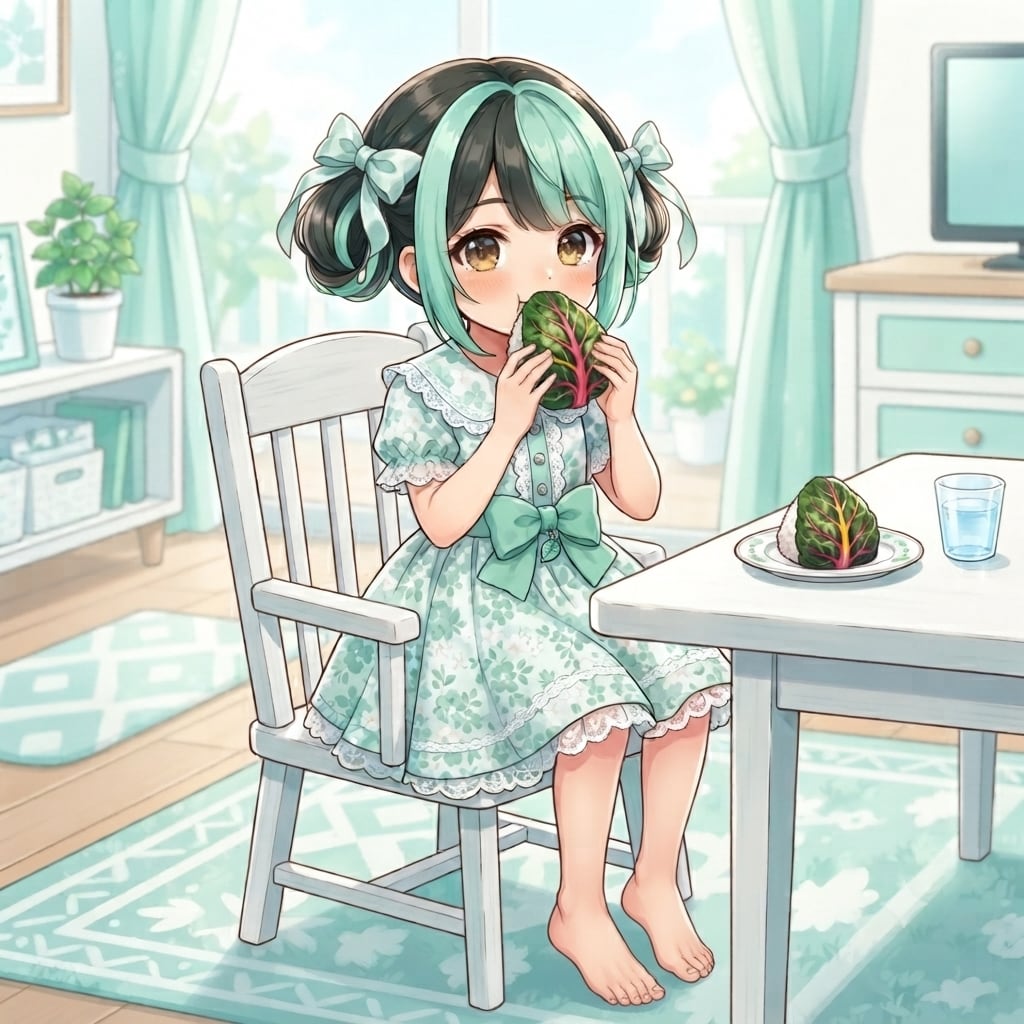 ふだん草のおにぎり(ミントちゃん）