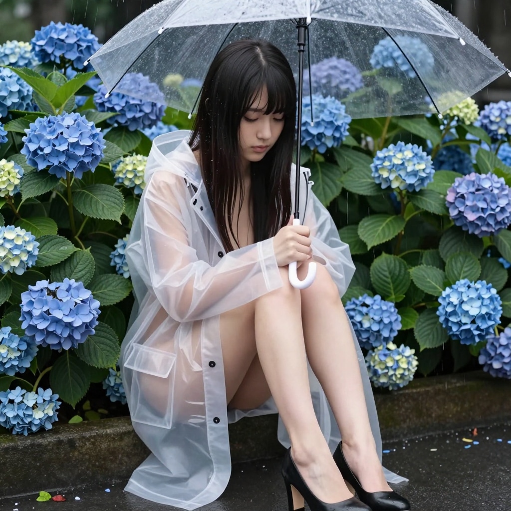 雨の日の紫陽花（レインコート編その２）