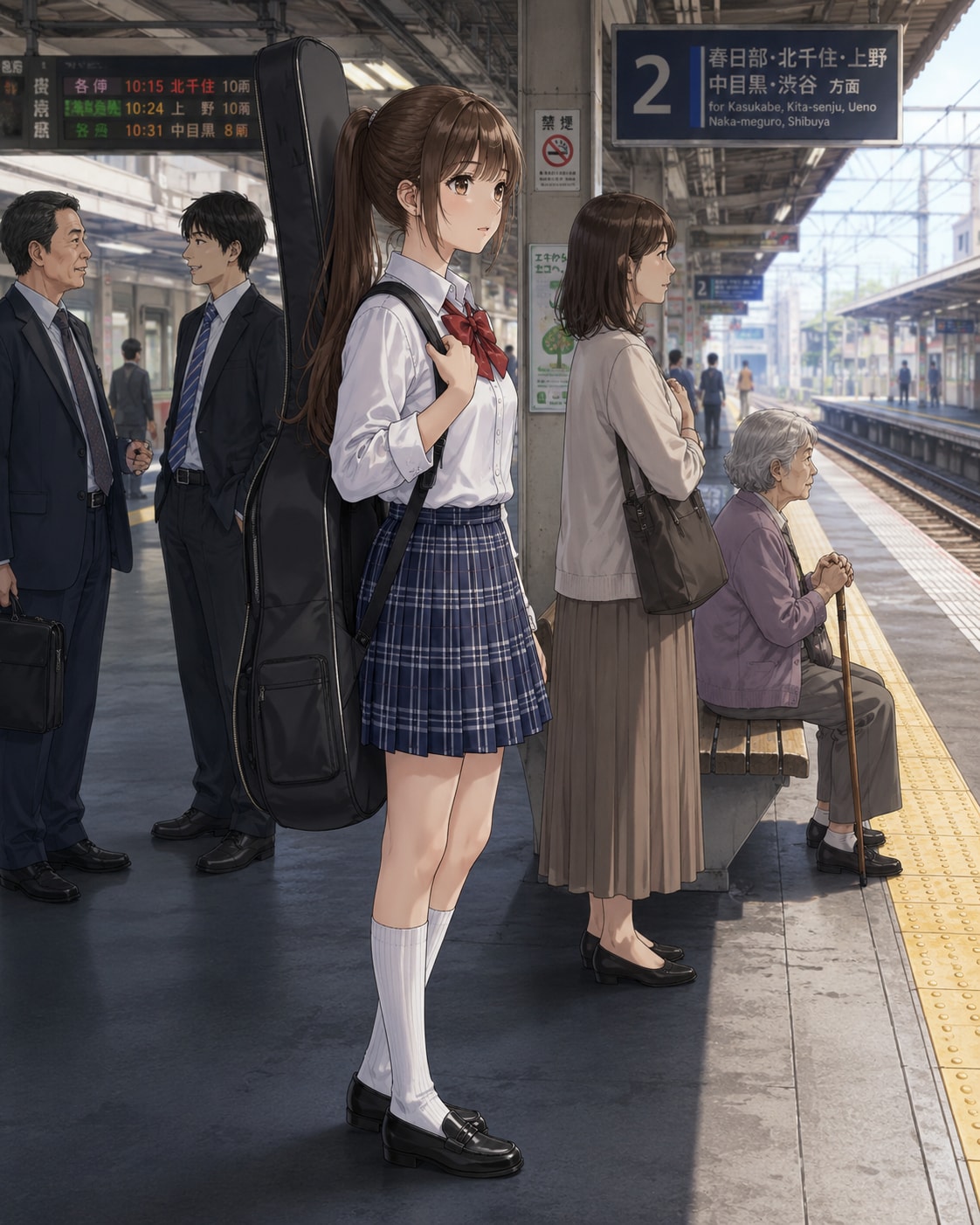 電車待ち | の人気AIイラスト・グラビア
